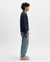 Bedford - Washed Navy Loopback Organic Cotton Henley Sweatshirt
