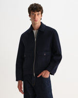 wax london men's Hamblin - Navy Double-Faced Wool Check Jacket