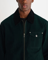 wax london men's Mason - Dark Green Peached Canvas Work Jacket