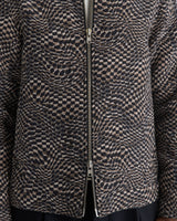 wax london men's PARK JACKET GEO WAVE JACQUARD NAVY / BROWN