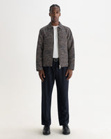 wax london men's PARK JACKET GEO WAVE JACQUARD NAVY / BROWN