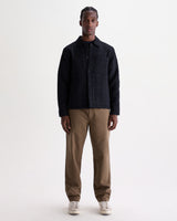 wax london men's Romer - Navy Quilted Check Overshirt