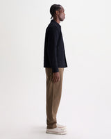 wax london men's Romer - Navy Quilted Check Overshirt