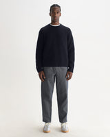 wax london men's Wilde - Navy Fluffy Wool Crewneck
