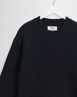 wax london men's Wilde - Navy Fluffy Wool Crewneck