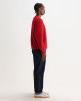 wax london men's Wilde - Red Fluffy Wool Crewneck