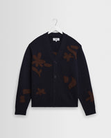 Walker - Navy And Brown Felted Applique Knit Cardigan