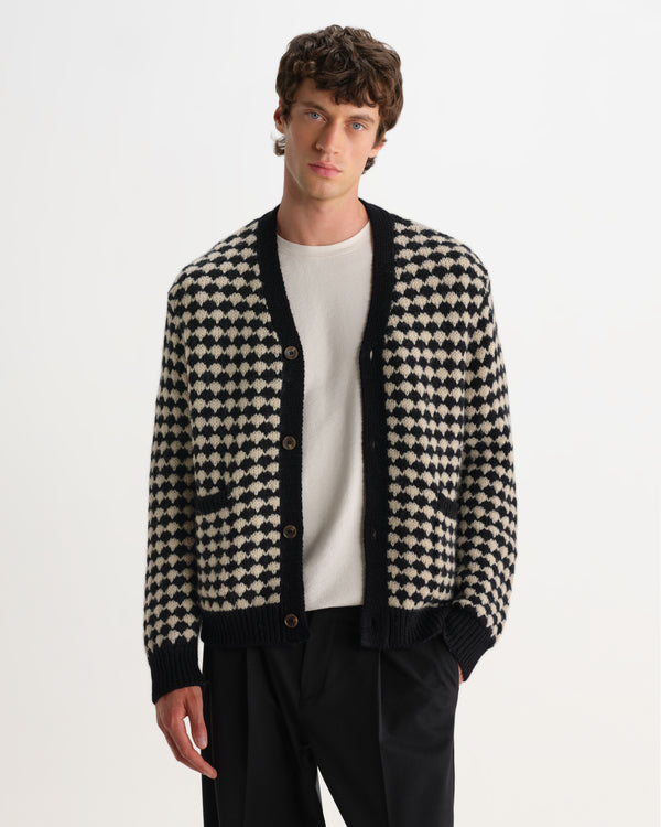 Walker - Black And Ecru Bubble Knit Cardigan