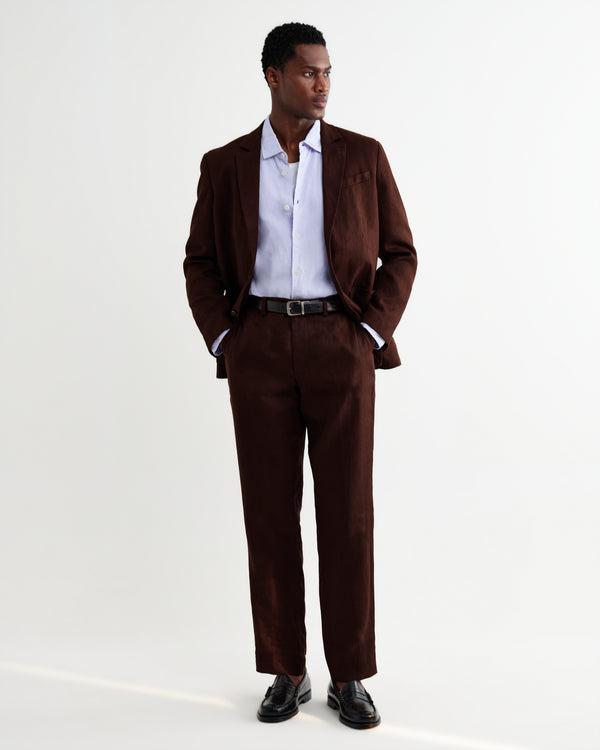 wax london men's Alp - Merlot Linen Trousers