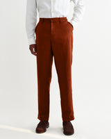 wax london men's Alp - Rust Linen Trousers
