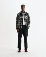 wax london men's Aubyn - Black Wool Blend Twill Pleated Trousers