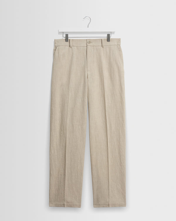 wax london men's Bayham - Natural Linen-Cotton Relaxed Fit Trousers