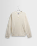Caleb - Ecru Waffle Cotton Henley Long-Sleeve T-Shirt