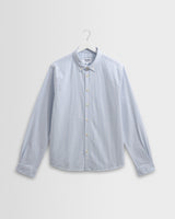 wax london men's Caspian - White And Blue Stripe Cotton Oxford Shirt