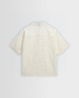 wax london men's Curzon - Ecru Jacquard Viscose Short-Sleeve Shirt