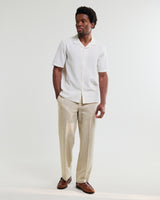 wax london men's Didcot - Ecru Double-Weave Seersucker Short-Sleeve Shirt
