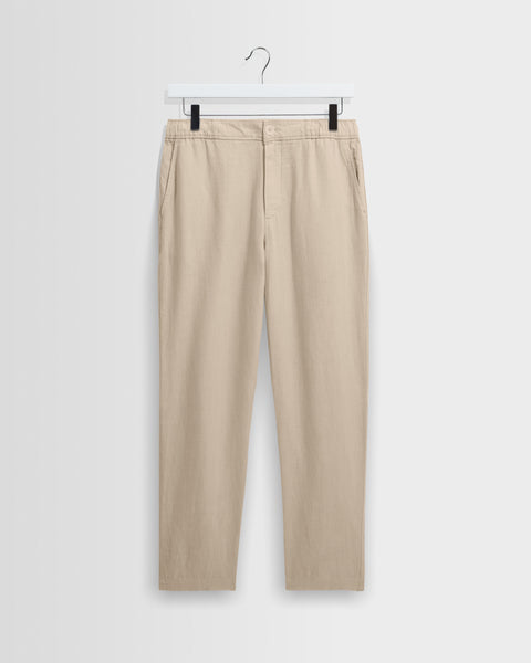 Kurt - Beige Washed Linen Relaxed Fit Trousers