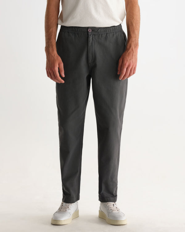 wax london men's Kurt - Charcoal Organic Cotton Twill Trouser