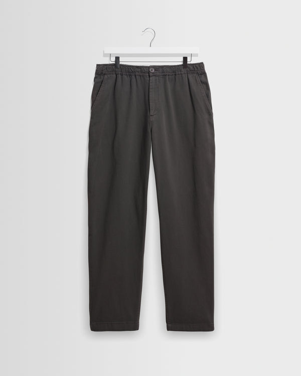 wax london men's Kurt - Charcoal Organic Cotton Twill Trouser