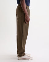 wax london men's Kurt - Dark Khaki Organic Cotton Twill Trouser