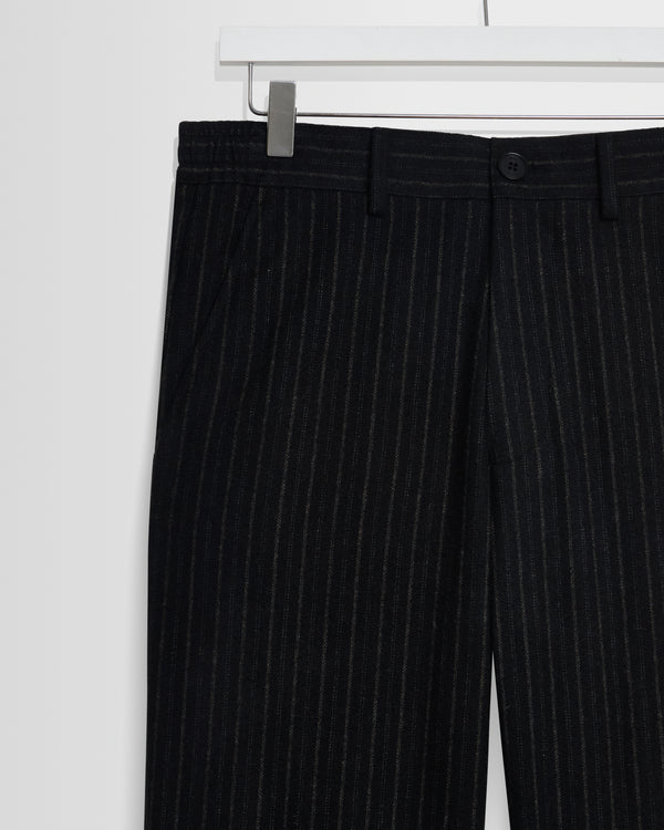 wax london men's Malham - Black Italian Flannel Stripe Trouser