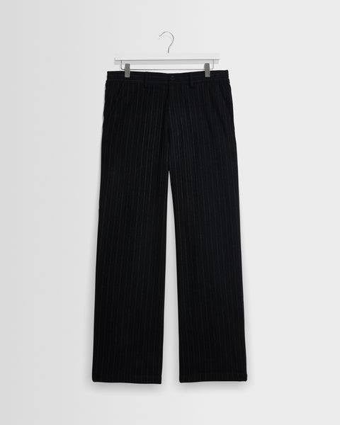 Malham - Black Italian Flannel Stripe Trouser