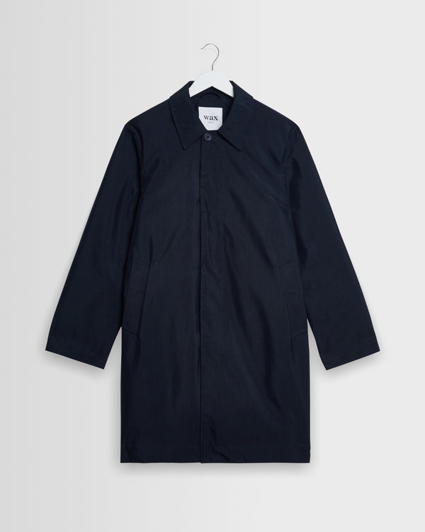 wax london men's Navarino - Dark Navy Water Repellent Twill Mac