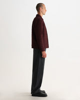 wax london men's Romer - Dark Burgundy Quilted Check Overshirt