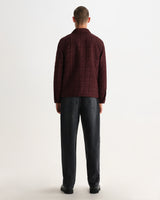 wax london men's Romer - Dark Burgundy Quilted Check Overshirt