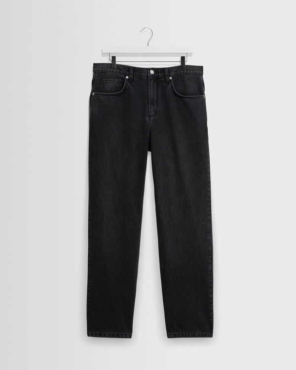 wax london men's Russell - Washed Black Straight Fit Denim Jeans