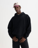 wax london men's Rydal - Black Brushed Loopback Cotton Hoodie
