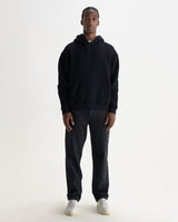 wax london men's Rydal - Black Brushed Loopback Cotton Hoodie