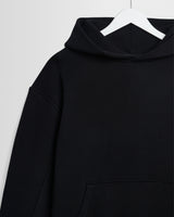 wax london men's Rydal - Black Brushed Loopback Cotton Hoodie