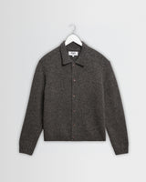 wax london men's Tristan - Charcoal Fluffy Long-Sleeve Knitted Polo
