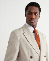 wax london men's Vigo - Natural Linen Double-Breasted Blazer