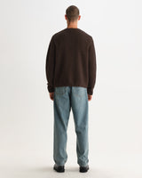 wax london men's Walker - Chocolate Brown Fluffy Wool Knit Cardigan