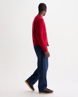 wax london men's Walker - Red Fluffy Wool Knit Cardigan