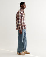 wax london men's Whiting - Ecru And Multicolour Hutton Check Overshirt