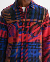 wax london men's Whiting - Purple And Red Bold Check Overshirt