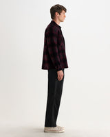 wax london men's Whiting - Red And Black Elm Wool Blend Check Overshirt