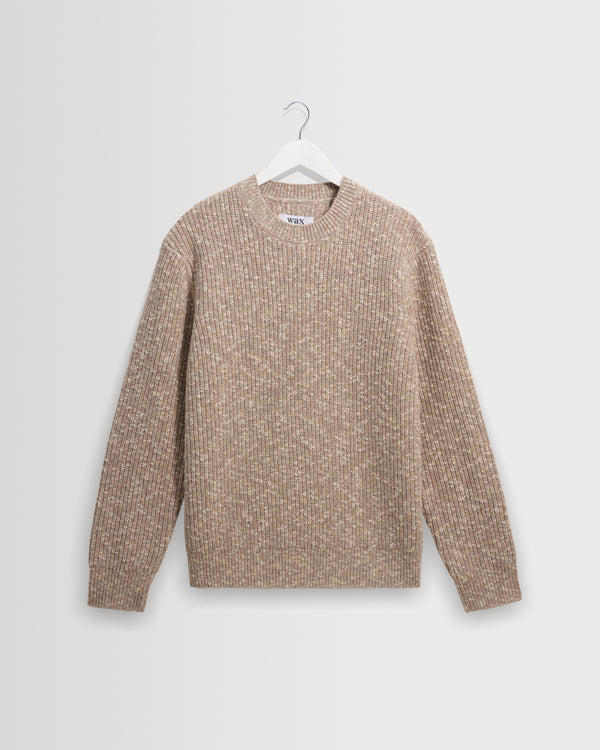 wax london men's Wilde - Natural Fleck Rib Wool Crewneck