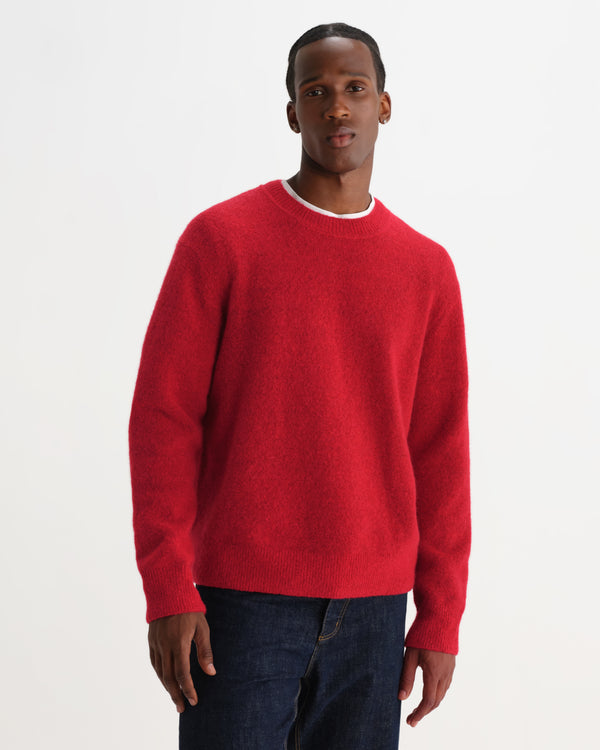 wax london men's Wilde - Red Fluffy Wool Crewneck