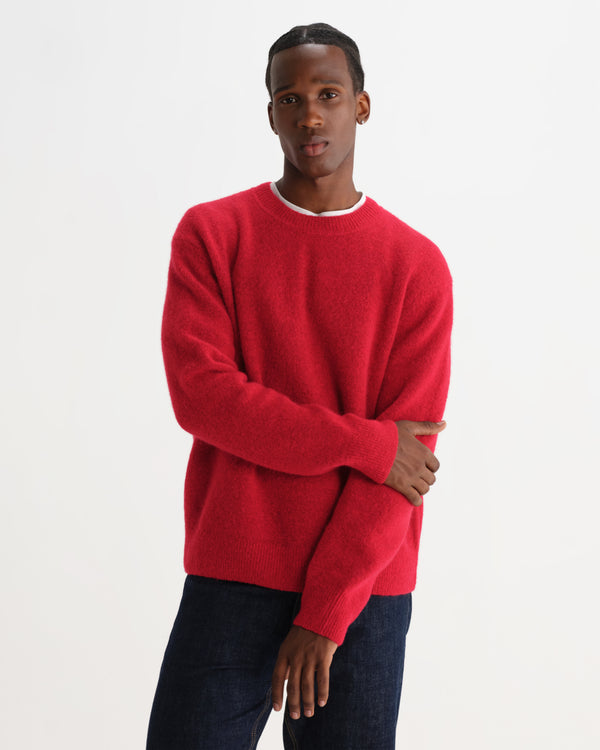 wax london men's Wilde - Red Fluffy Wool Crewneck